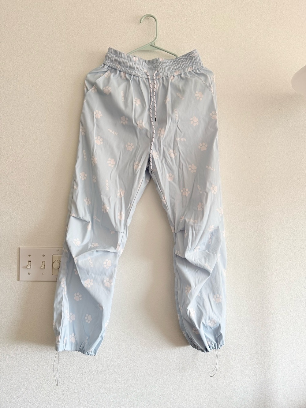 Light Blue Kids Jogger Pants with Paw Print